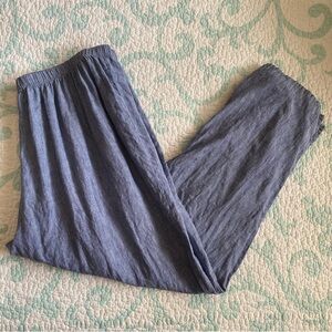 Flax 100% Linen Pull On High Rise Tapered Leg Crop Ankle Pants